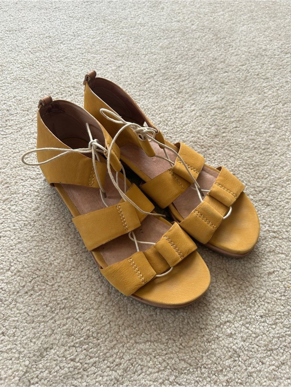 Fina Mustard Yellow Lace-Up Gladiator Sandals